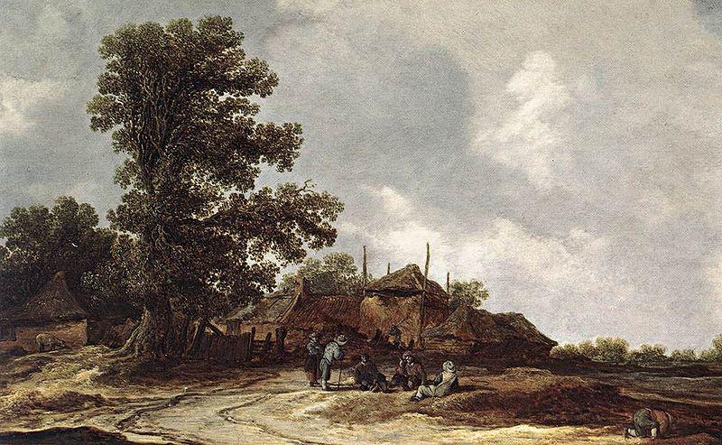 Jan van Goyen Cottages with Haystack by a Muddy Track. China oil painting art